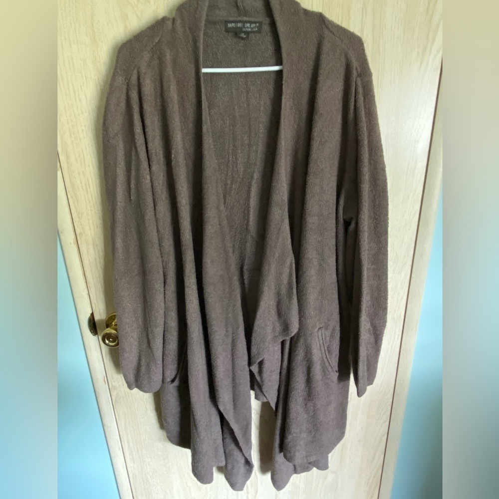 Barefoot Dreams Bamboo Chic Lite Open Cardigan Draped Sweater Wrap Coffee Sz 2X